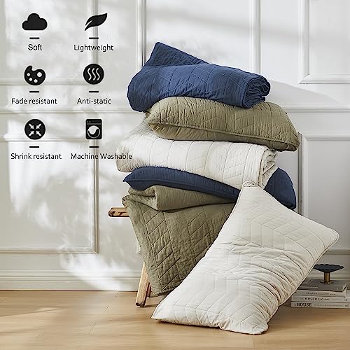 palassio Beige Cotton Quilt King Size Bedding Sets with Pillow Shams,White Lightweight Soft Bedspread Coverlet, Tan Cream Quilted Comforter Bed Cover for All Season, 3 Pieces, 106x96 inches palassio