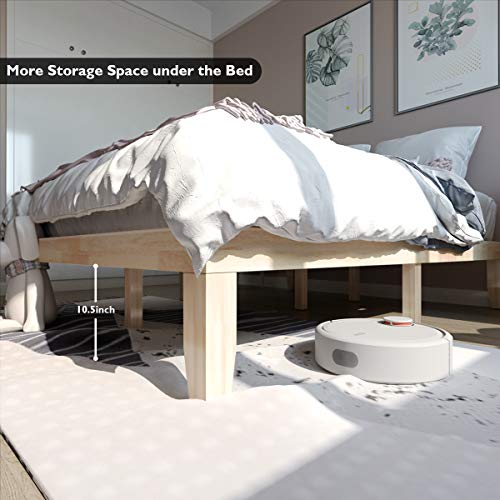 Giantex 14 Inch Queen Wood Platform Bed Frame, Minimalist Mattress Foundation with Solid Rubber Wood, Heavy Duty Wood Slat Support, Without Giantex