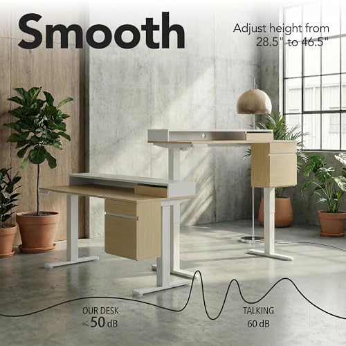 ErGear Electric 47 inch Standing Desk with Drawers and File Cabinet, Adjustable Stand up Desk with Storage, Ergonomic Sit Stand up Table Compatible Monitor Stand, Light Walnut ErGear