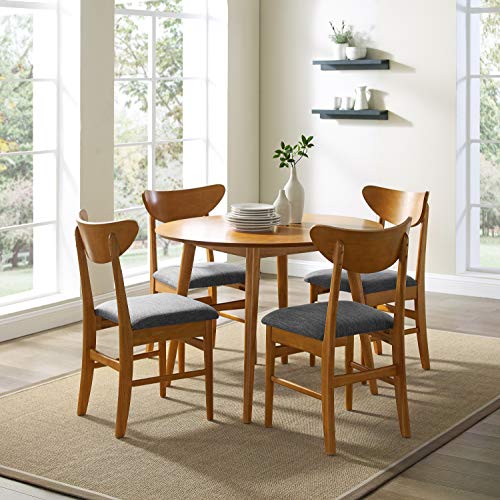 Crosley Furniture Landon 5-Piece Mid Century Round Dining Table Set for 4, Acorn Crosley Furniture
