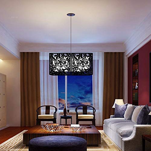 ANMINY 24 PCS Hanging Room Divider Flower Carving Pattern Panels Decorative Wall Screen Panel Hollow Out Design for Living Dining Room Kitchen Bedroom Office Bar Restaurant Home Hotel Decor - Black ANMINY