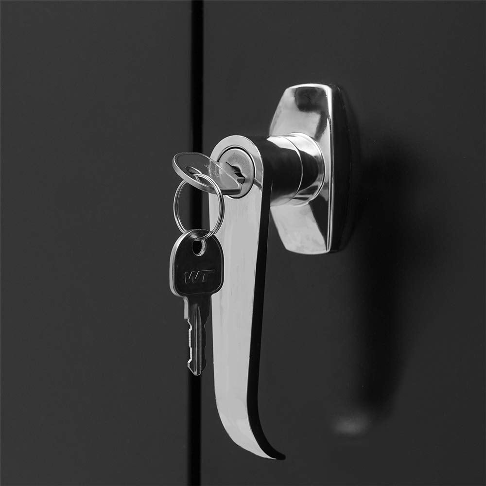 Storage Cabinet with Shelves Doors,72" Tall Black Metal Storage Cabinet High Tall for Office Home Kitchen Garage Warehouse(72" H) Chino