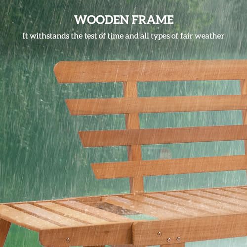 Outsunny Grey Wooden Garden Bench with Cushions and Adjustable Armrests for Outdoor Spaces Outsunny