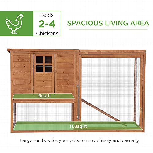 PawHut 64" Large Wooden Chicken Coop Kit With Outdoor Run And Nesting Box PawHut