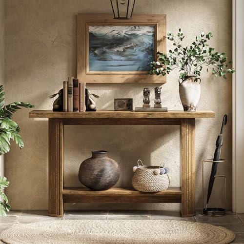 LITTLE TREE 55-Inch Modern Console Table, Narrow Sofa Table for Hallway, Wooden Entrance Table Behind The Couch for Living Room, Hallway, Entrance, Brown LITTLE TREE