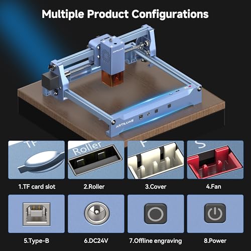 Artilume U1 Laser Engraver 3000mW, Laser Engraving Machine, WiFi, 0.01mm Precision, Large Working Area 150 * 200mm for Wood Leather Acrylic and More, Best for Beginners Small Business Artilume