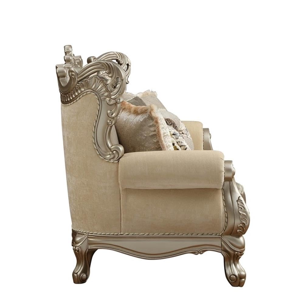 Acme Ranita Fabric Upholstered Sofa in Champagne and Beige Acme