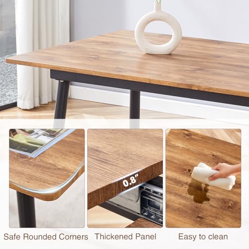 Rejeke 59"-75" Extendable Dining Table Set for 8,Wood Dining Room Table Set for 8,Mid Century Rectangular Kitchen Table with 8 Upholstered Chairs (Easy Assembly,Space-Saving) Rejeke