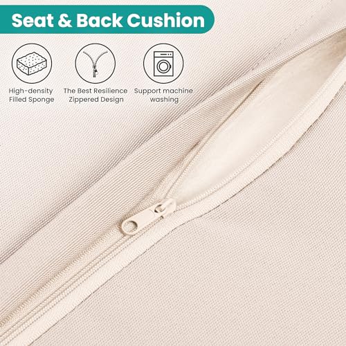 Wumiokio Patio Furniture Set, 7 Pieces Outdoor Patio Furniture with Dining Table&Chair, All Weather Wicker Conversation Set with Ottoman,Brown Rattan & Ivory Cushions (Include Sofa Dust Cover) Wumiokio