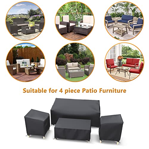 STARTWO Outdoor Furniture Cover Waterproof, Patio Furniture Covers 4 Piece Set, Heavy Duty 500D Patio Furniture Set Cover for Chairs, Couch, Table Coffee, Black STARTWO