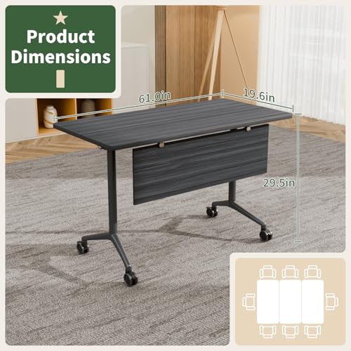 ZanyCajole Conference Room Table Folding Conference Tables, Modern Mobile Foldable Training Tables, Modular Rectangular Seminar Meeting Table with Silent Wheels for Office (4, Grey3, 61) ZanyCajole