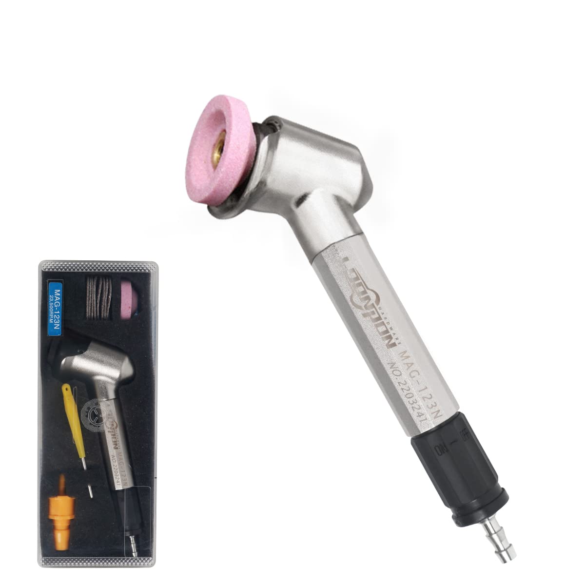 Air Micro Die Grinder Kit,MAG-123N Pneumatic Grinding Pen 120 Degree 23500 RPM JIUNENG