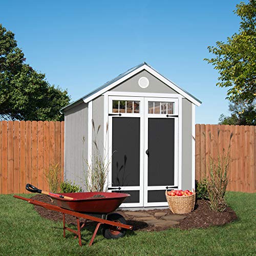 Handy Home Products Garden Shed 6x8 Do-it-Yourself Wooden Storage Shed with Metal Roof Handy Home Products