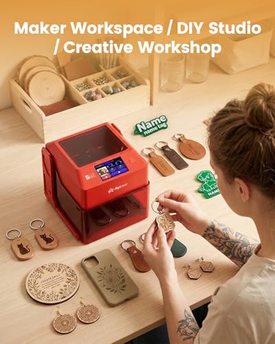 AlgoLaser Pixi Smart Laser Engraver - 3W Portable Laser Engraver Machine with 3.5" Touchscreen & AlgoOS System & APP - Laser Engraving for Wood, Acrylic, Glass, Beginner & DIY Gift & Small Business AlgoLaser