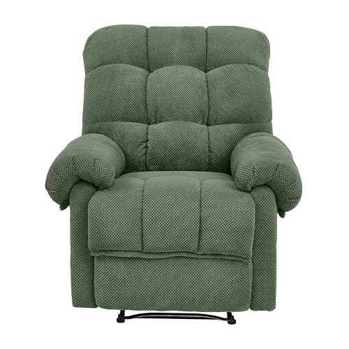 KEIKI Recliner Chair, Upholstered Nursery Rocker Reclining Chair with Side Pocket, Single Sofa Armchair for Living Room, Bedroom, Nursing, Reading, Army Green