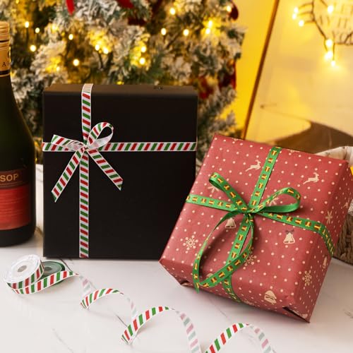 20 Rolls 100 Yards Christmas Ribbon for Gift Wrapping, 3/8 Inch Wide Grosgrain Ribbon, Thin Christmas Ribbon for Holiday Christmas Tree DIY Crafts expectation