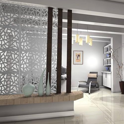 Stepstall Hanging Room Divider Made of Environmentally PVC, 12 PCS Room Divider Partitions Panel Screen for Decorating Bedroom, Dining, Study and Sitting-Room, Hotel, Bar and Restaurant(White) Stepstall