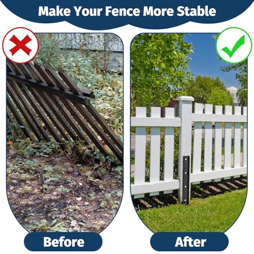 Fixmend Fence Post Repair Kit, Heavy Duty Fence Post Anchor, 2 Pack Fence Post Stakes Ground Spike for Repairing Tilted or Broken Wooden Posts Fixmend