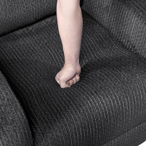 Lexicon Manual Recliner Chair, Textured Microfiber Reclining Chair, Wall Hugger, Track Arms, Magazine Pockets, Manual Recliner for Living Room/Office/Apartment, Easy Assembly, Dark Gray