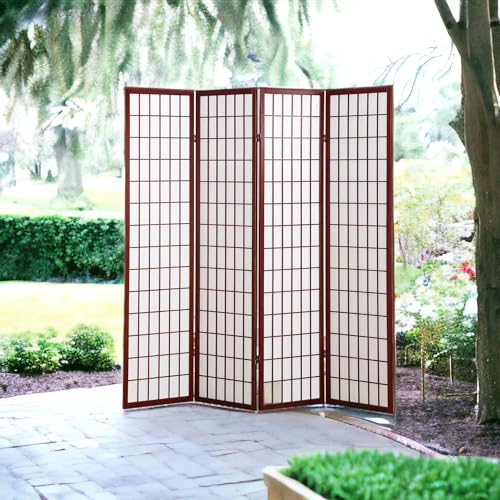 Liveasy Furniture 4 Panels Room Divider Privacy Screen Shoji Divider 6ft High Japanese Style Privacy Room Divider (Cherry, 4 Panels) Liveasy Furniture