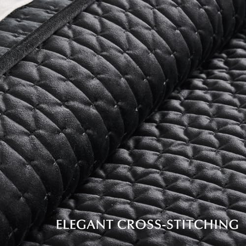 EverGrace Luxury Velvet Quilt Bedding Set King Size 3 Pieces with Pillow Shams, Soft Cross-Stitch Velvet Comforter Set, Lightweight Coverlet Bedspread for All Seasons, Black EverGrace