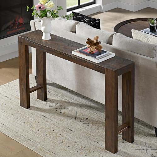 Alaterre Furniture Classic Solid Wood Console Table - 56 Inch Modern Farmhouse Entryway Table - Easy Assembly Living Room Furniture for Behind The Couch, Entryway, or Hallway (Brown) Alaterre Furniture