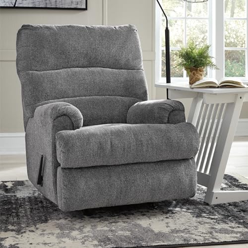 Signature Design by Ashley Man Fort Traditional Rocker Recliner, Dark Gray Signature Design by Ashley