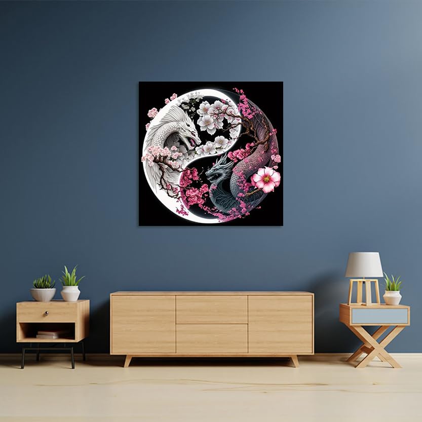 JFYHAB Dragon Diamond Painting Kits-Taichi Dragon Diamond Painting Kits for Adults,5D DIY Full Drill Dragon Diamond Art for Home Wall Decor 12x12inch JFYHAB