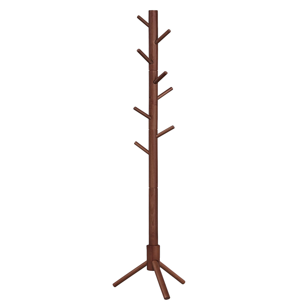 VASAGLE Solid Wood Coat Rack, Free Standing Coat Rack, Tree-Shaped Coat Rack with 8 Hooks, 3 Height Options, for Clothes, Hats, Bags, for Living VASAGLE