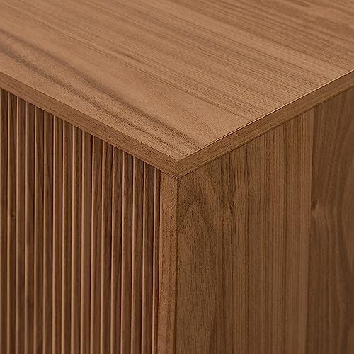Walker Edison Walton Modern Fluted-Door Low Stand for TVs up to 80 Inches, 70 x 15.75 x 16 inches, Mocha Walker Edison