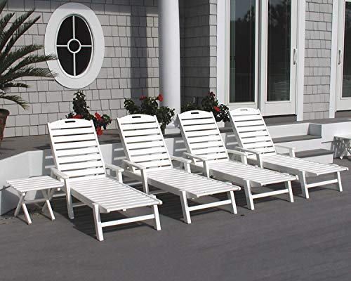 POLYWOOD NCC2280TE Nautical Arms Chaise, Teak