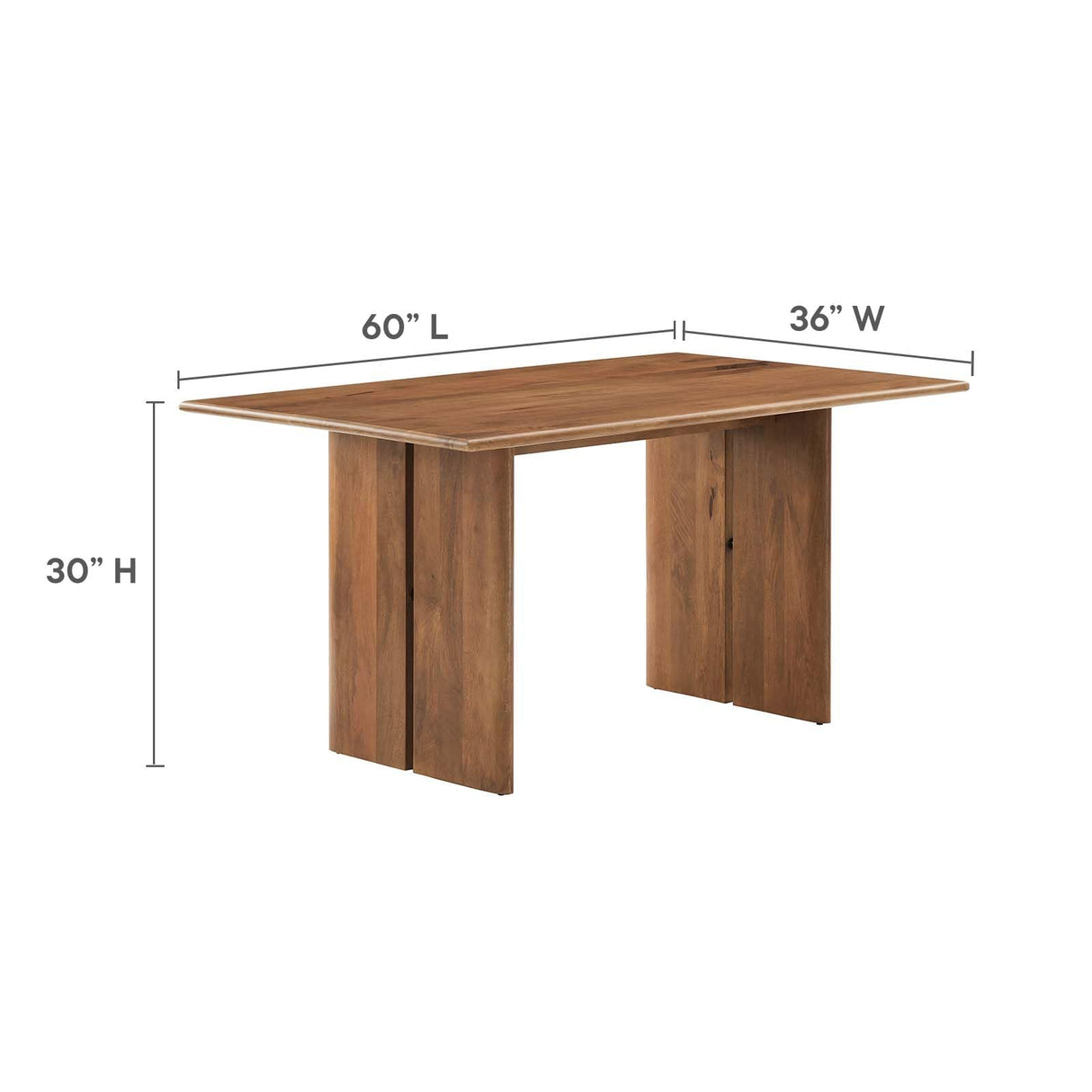 Modway Amistad Solid Wood Modern Farmhouse Rectangular Walnut, 60" Dining Table Modway