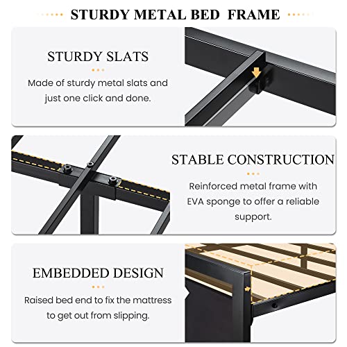 Modern Heavy Duty Queen Size Bed Frame with Wooden Headboard by SHA CERLIN SHA CERLIN