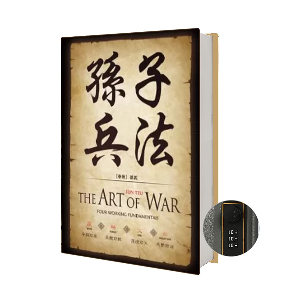 Chinoiserie Diversion Book Safe Storage Box (Size 8.7"×6"×2") With Security Combination Lock, Chinese style Ornaments Secret Hidden Safe (The Art of War - Combination Lock) PACOLO