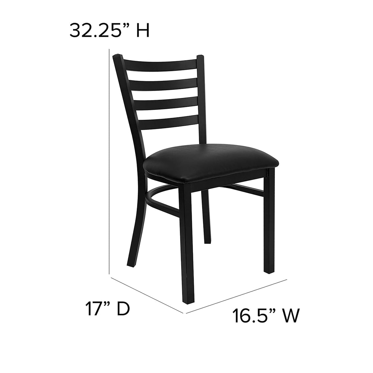Flash Furniture Hercules Series Commercial Ladder Back Restaurant Chairs, Modern Lightweight Metal Dining Chairs with Padded Seats, Set of 2, Black Flash Furniture