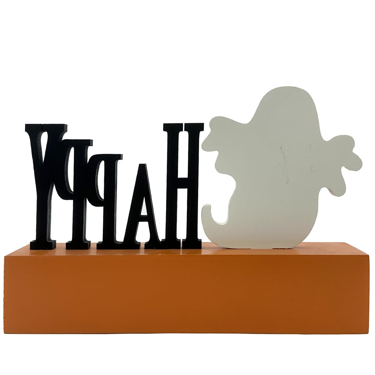 Halloween Decorations Indoor Happy Halloween Sign Ghost Wooden Block Rustic Farmhouse Home Table Top Decor for Fireplace Tier Tray Mantle Haunted House Shelf Eternhome