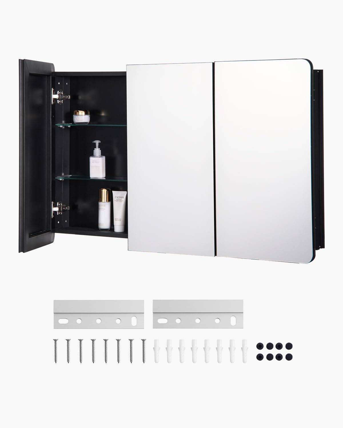 VEVOR Medicine Cabinet, 25.5 x 40 inch, Medicine Cabinet for Bathroom with Mirror, Aluminum Frame Bathroom Wall Cabinet, 4-Layer Adjustable Shelves, Recessed & Wall-Mounted Installation VEVOR