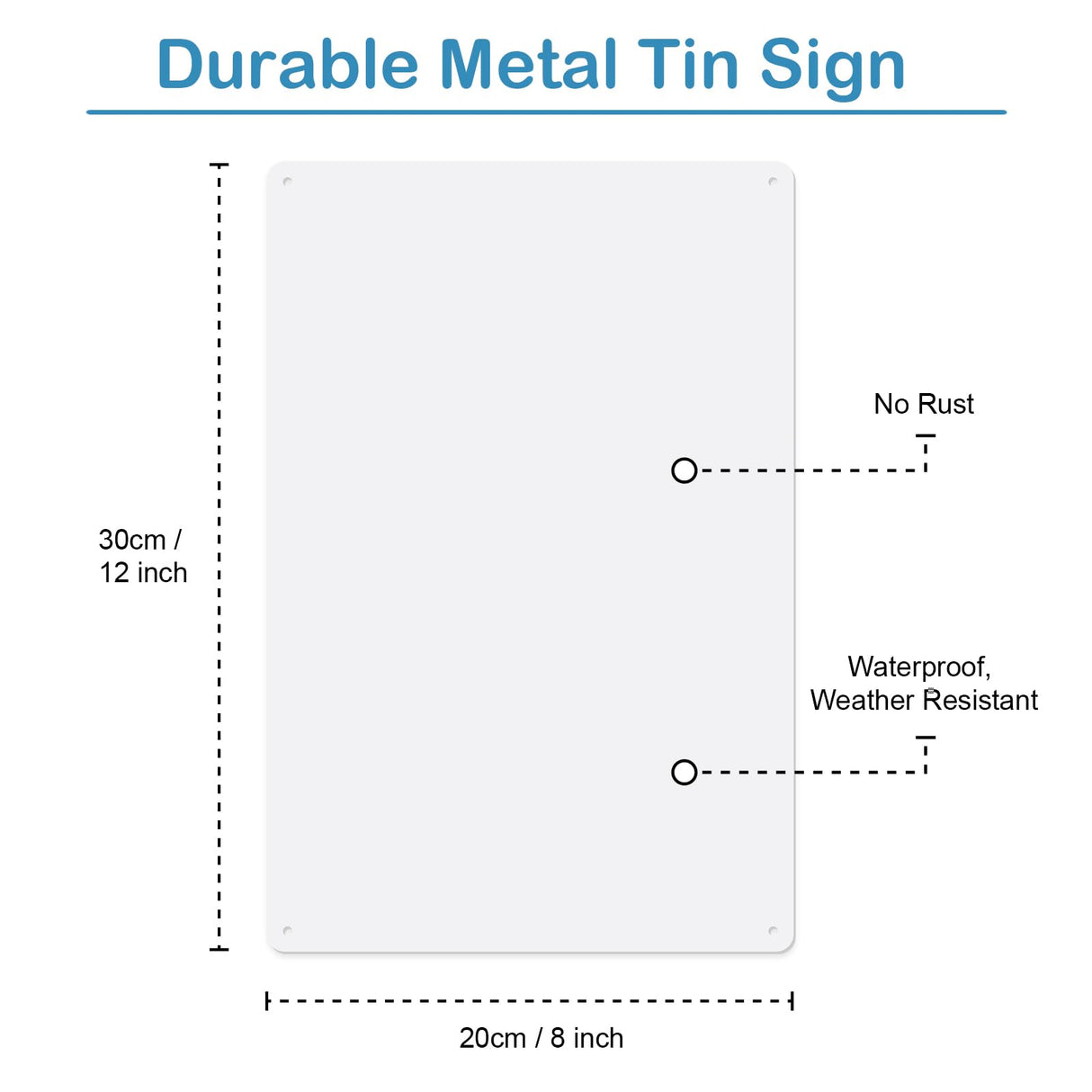 Ayifan 4-Pack White Blank Sign,Blank Metal Tin Sign,12" x 8" Rustic Style for Home Decor, Business Use, Indoor Outdoor Ayifan