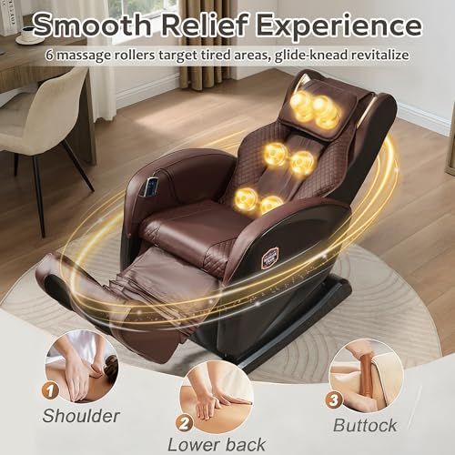 KEIKI 2026 Massage Chair Full Body, Zero Gravity Recliner, Upgraded Calf & Foot Rollers, Waist & Leg Heating, Bluetooth Speaker and Remote Control, Brown KEIKI