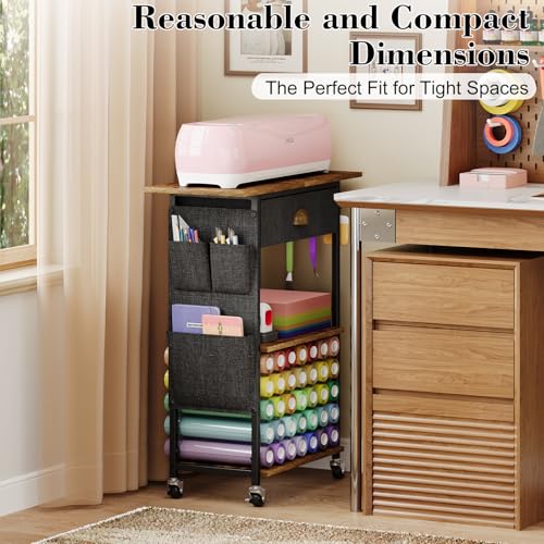 Craft Organizers and Storage Cart: Craft Room Cart for Organizing Cutting Accessories and Machine, Vinyl Roll Storage and Organization Holder, Heat Press Stand Table with Wheels Lyuwanxian