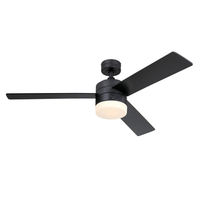 Westinghouse 7205900 Alta Vista, Modern LED Ceiling Fan with Light and Remote Control, 52 Inch, Matte Black Finish, Opal Frosted Glass