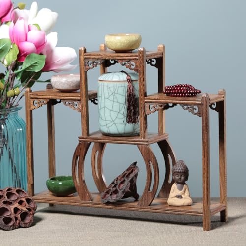 Cabilock Home Decor Home Decor Stand Coffee Table Desk Wooden Display Rack Wooden Display Base Oriental Plant Holder Curio Stand Curio Storage Rack Cabilock