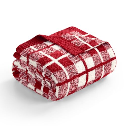 Snuggle Sac Red Buffalo Plaid Bedding Blanket Twin Size, Super Soft Cozy Warm Christmas Blankets, Reversible Plaid Fluffy Throws for Bed, Red Plaid, 60x80 Inches Snuggle Sac