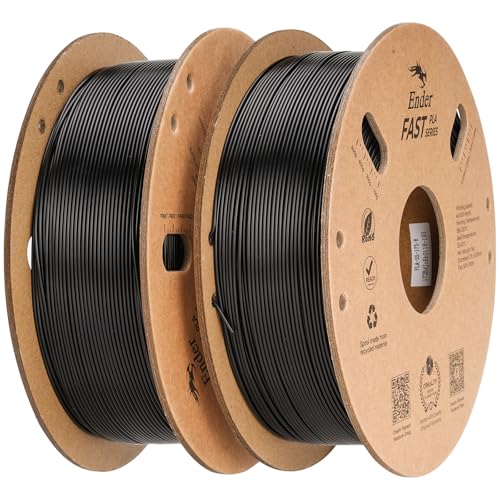 Creality High Speed PLA Filament 1.75mm Black 2Kg, 3D Printer Filament for 300mm/s 3D Printing, Rapid PLA Dimensional Accuracy +/- 0.02 mm 1Kg Cardboard Spool(2.2lbs) for FDM 3D Printers(Black&Black) Creality