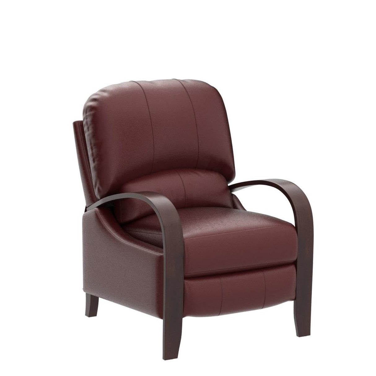 HULALA HOME Genuine Leather Manual Recliner with Wood Feet & Armrest, Mid-Century Modern Push Back Reclining Chair for Living Room Bedroom, Burgury HULALA HOME