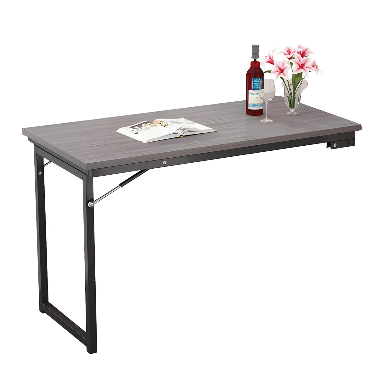 CQAEBGS 39.4"x19.7" Wall Mounted Folding Dining Table Laundry Folding Table, Fold Down Desk for Small Saving Spaces Floating Desk for Kitchen & Dining, Work Bench (Gray, 39.4"x19.7") CQAEBGS