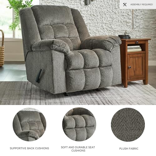 Signature Design by Ashley Kegler Contemporary Tufted Manual Rocker Recliner, Gray Signature Design by Ashley