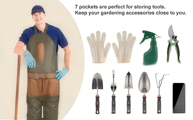 Rchovsam Gardening Apron with Multiple Pockets,Work Tool Apron,Adjustable Cross Back Weight Apron,BBQ,Cafe,Kitchen,Painting,Carpenter Apron,Split Leg Apron,Woodworking Apron,Apron Waterproof,Green Rchovsam