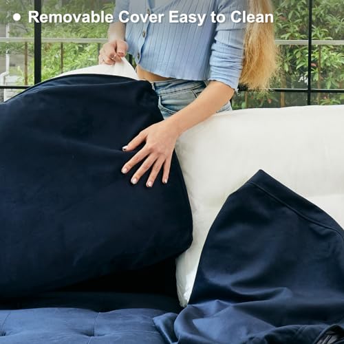 Belffin Modular Sectional Sleeper Sofa with Pull Out Couch Bed Velvet Convertible L Shaped Sectional Couch for Living Room Apartment Blue Belffin