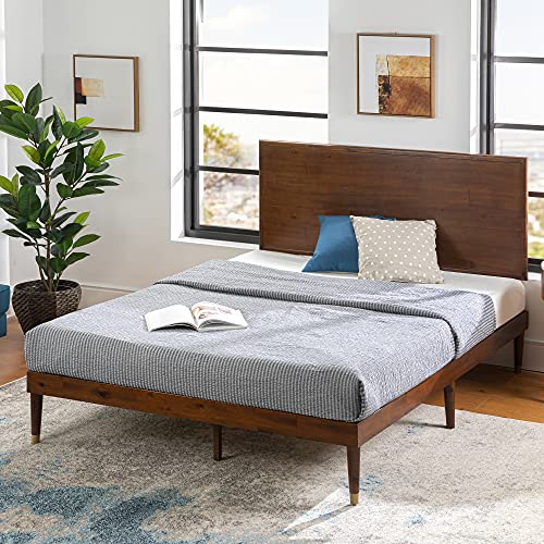 ZINUS Raymond Adjustable Wood Platform Bed Frame – Solid Acacia with Mid-Century Elegance, King Size Zinus